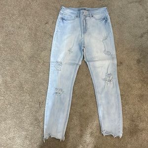 high rise light wash jeans